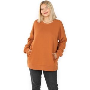 Zenana Outfitters Women's Rust Crew Neck Sweater